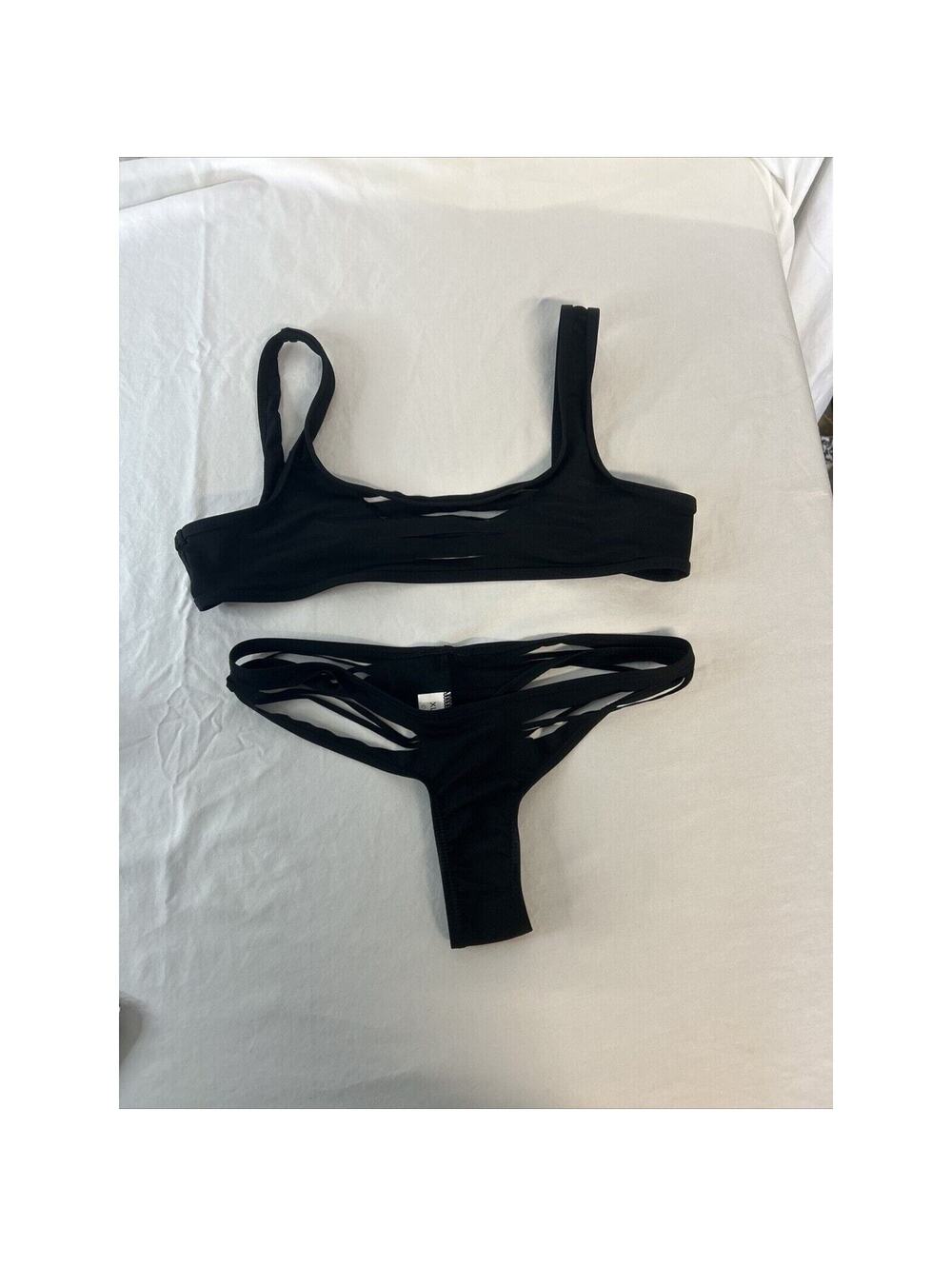 Super Sexy Thong Swimsuit Black Sliced Revealing Photoshoot Size XL NWOT